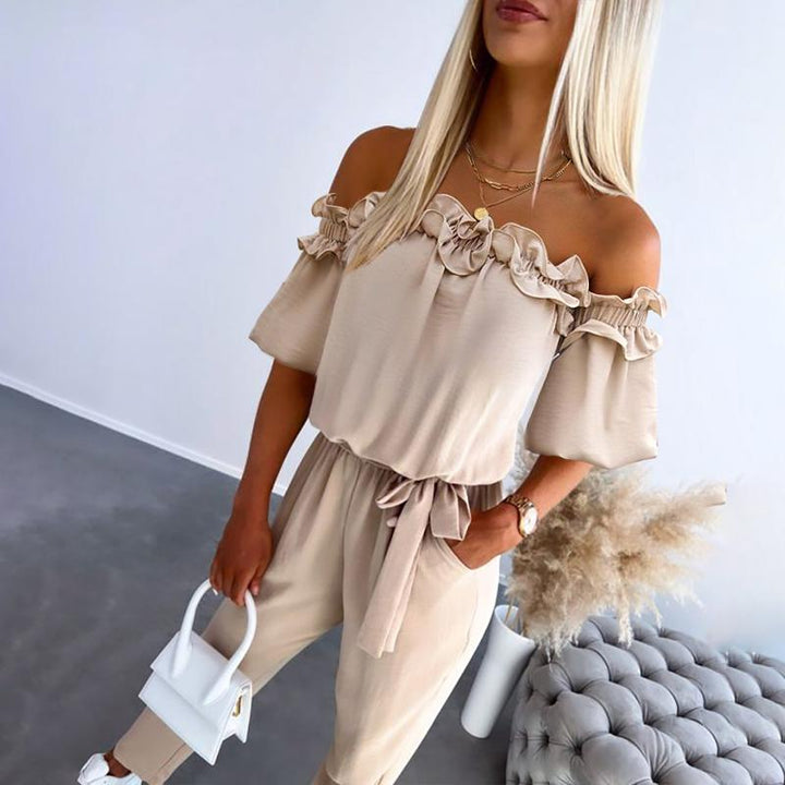 Nikola – Elegante Jumpsuit mit schulterfreie Träger und tailliertem Schnitt