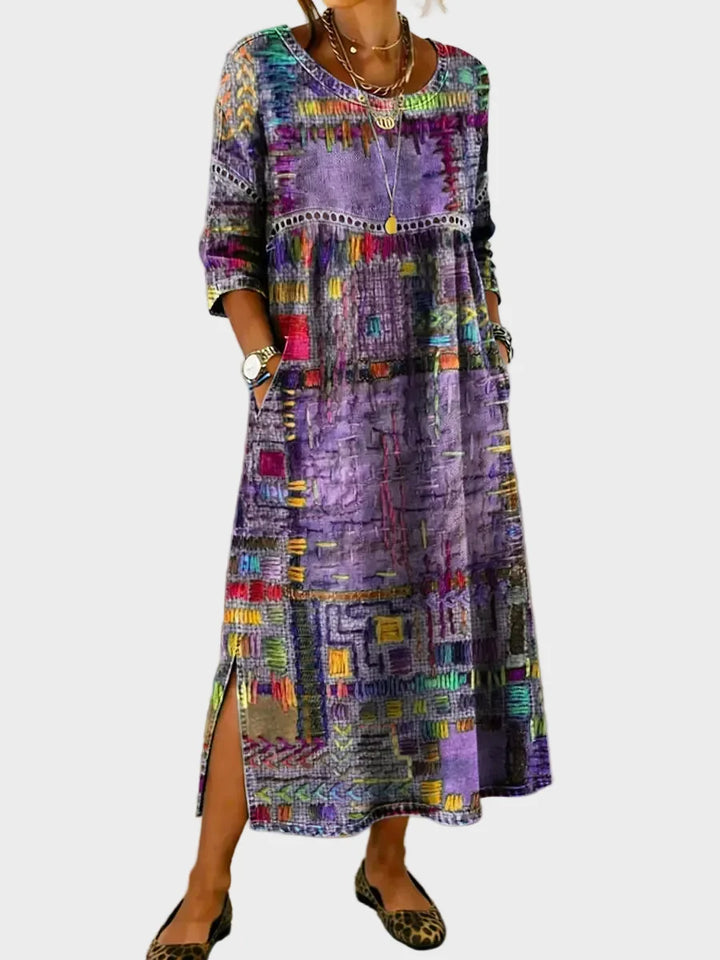 Inaya – Denim-Chleid mit Ethno-Patchwork