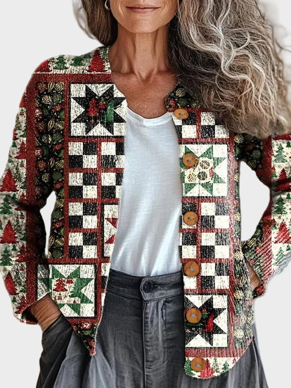 Everlyn™ - Wiehnachtspulli im Patchwork-Stil