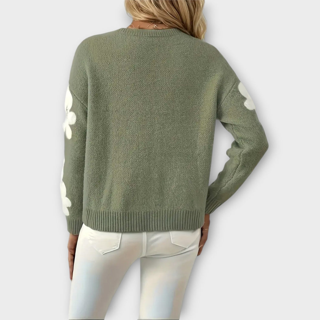 Silke – Weicher Strickpullover mit Blumenmuster