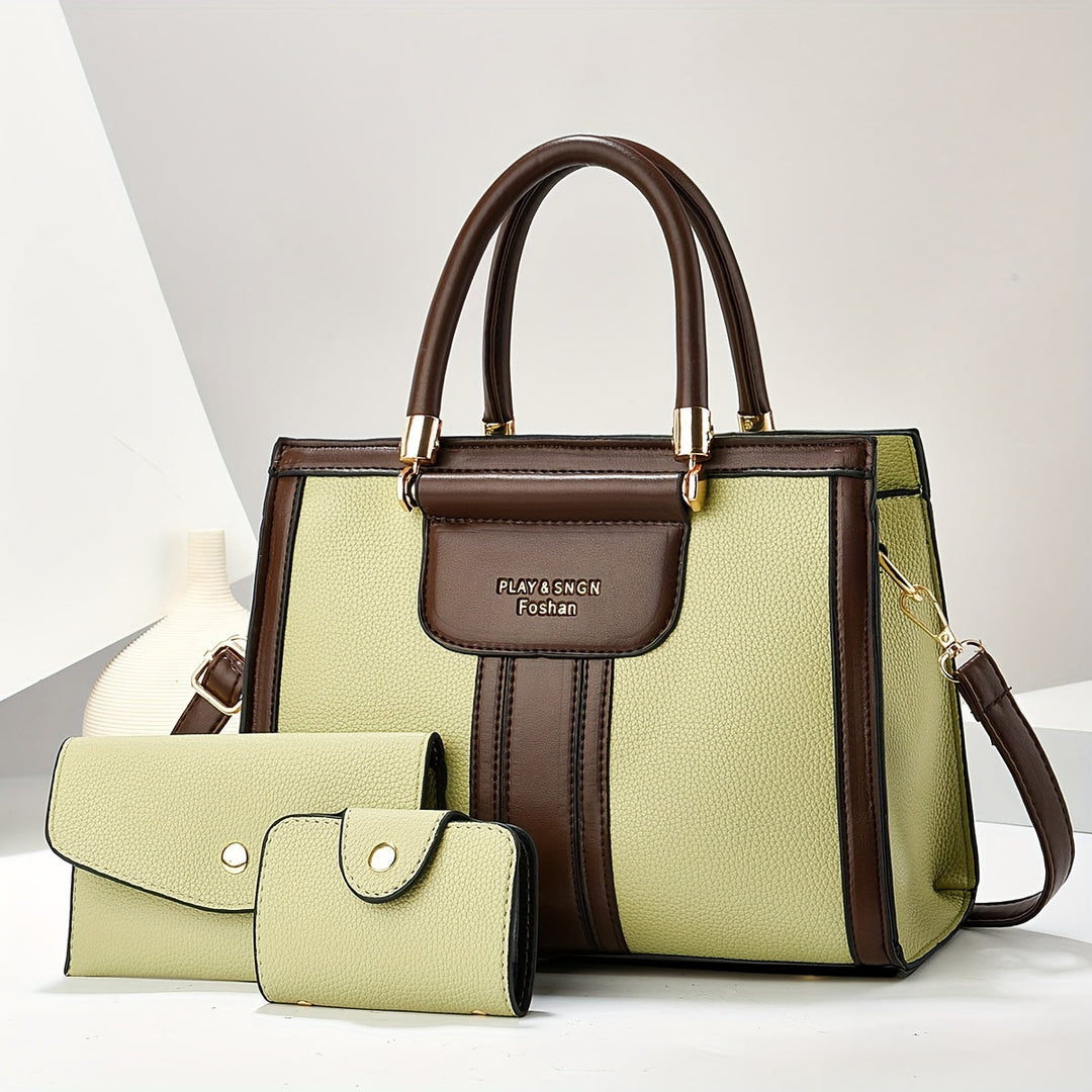 Luna – Elegants 3-teiligs Ledertasche-Set