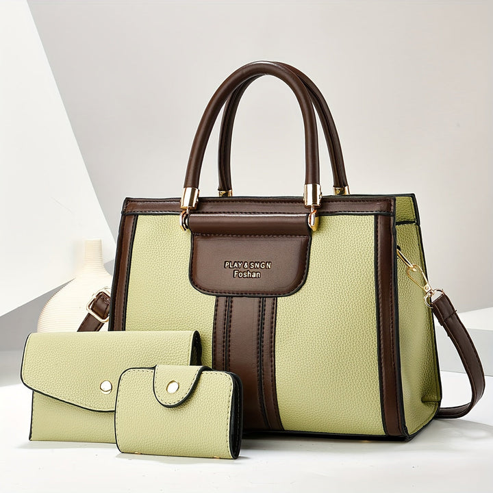 Luna – Elegants 3-teiligs Ledertasche-Set