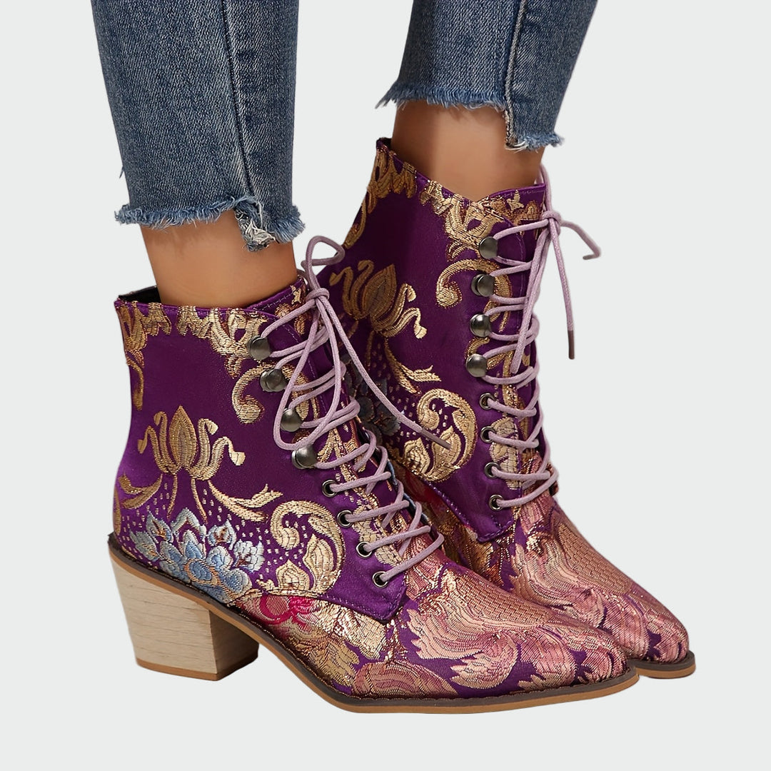 Meda – Lederstiefel mit Blumen