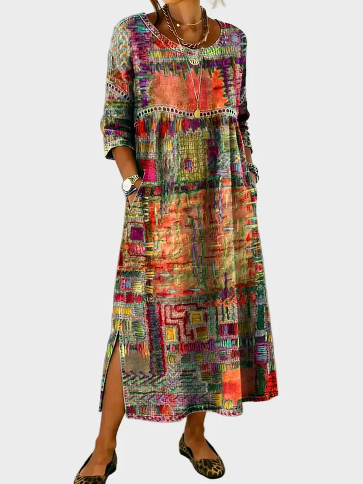Inaya – Denim-Chleid mit Ethno-Patchwork