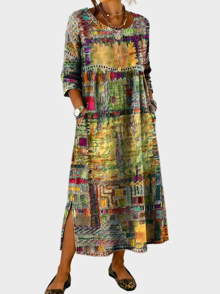 Inaya – Denim-Chleid mit Ethno-Patchwork