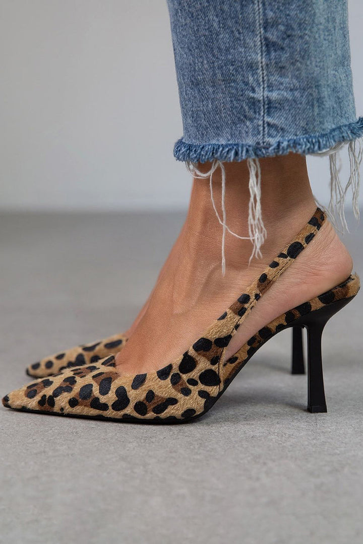 Liorina – Khaki-Pumps mit Leoparde-Muster und spitzer Zehepartie