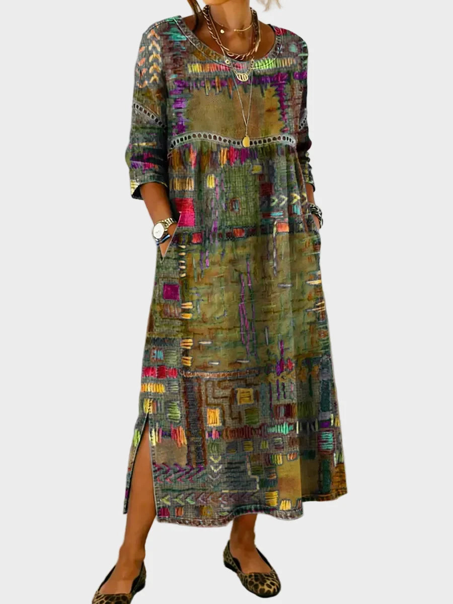 Inaya – Denim-Chleid mit Ethno-Patchwork