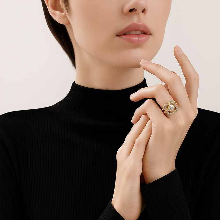Vintage-Goldring mit Zirkonia