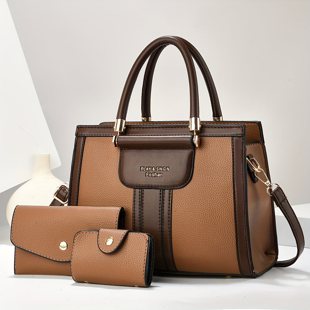 Luna – Elegants 3-teiligs Ledertasche-Set