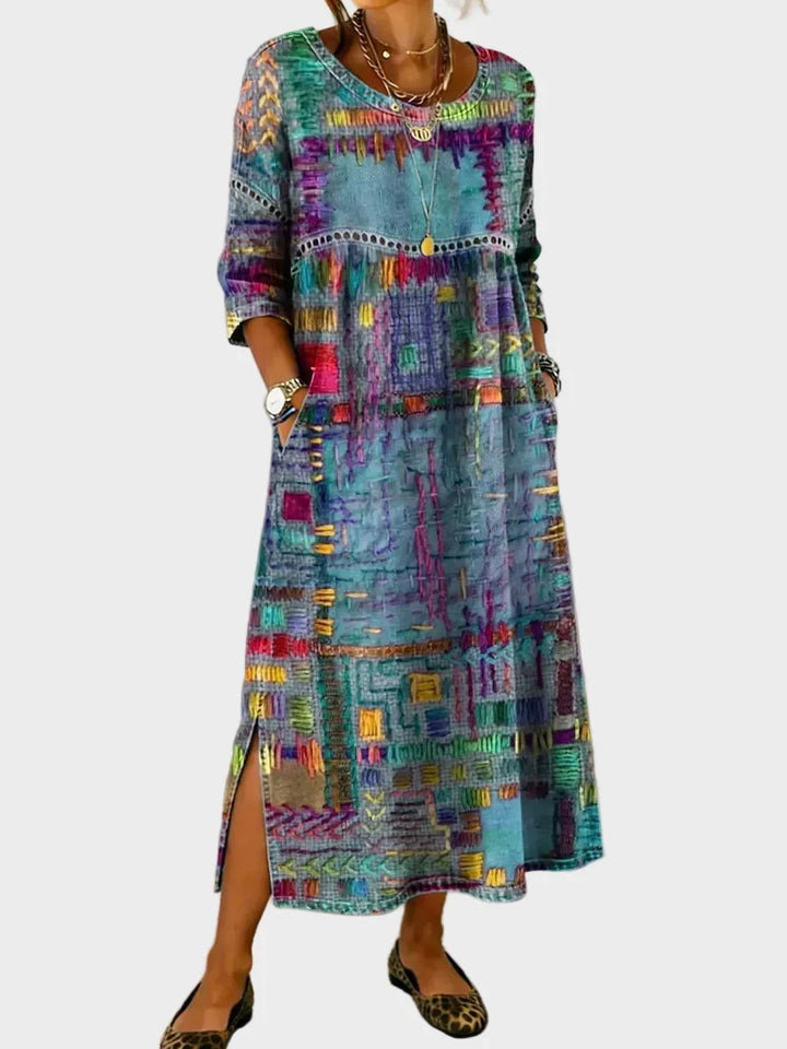 Inaya – Denim-Chleid mit Ethno-Patchwork