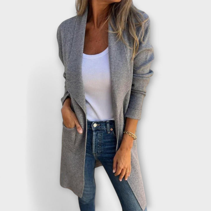 Libi - Altrosa taillierter Cardigan-Mantel