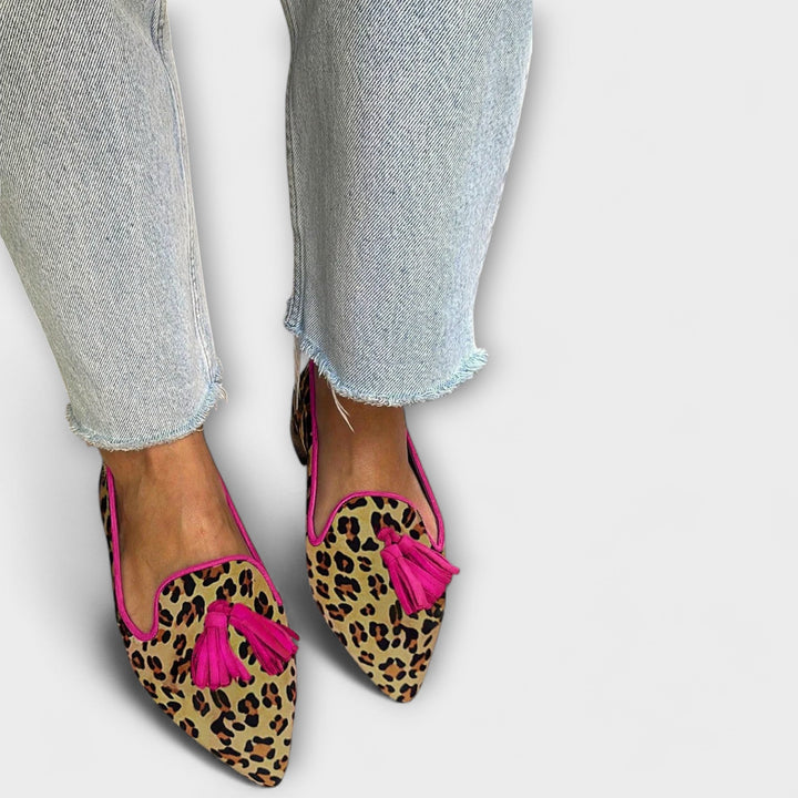 Berta – Leoparde-Slipper mit Quaschte