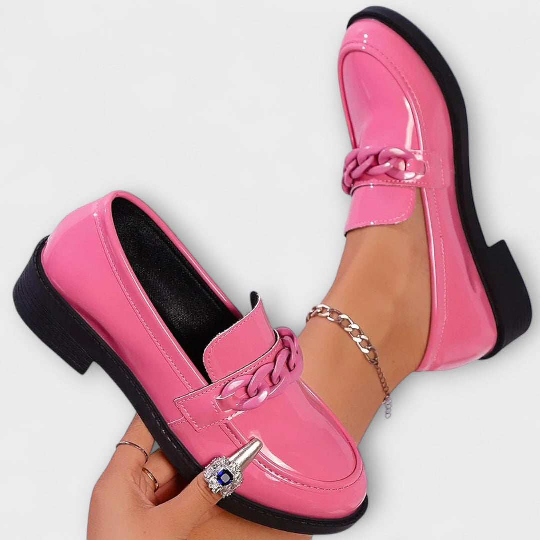 Liesel - Pinki Lack-Loafer mit Chätti