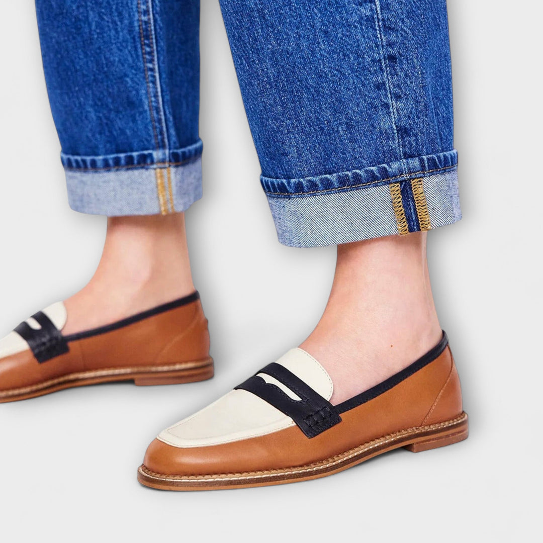 Ottilie – Brune Farbblock-Loafer