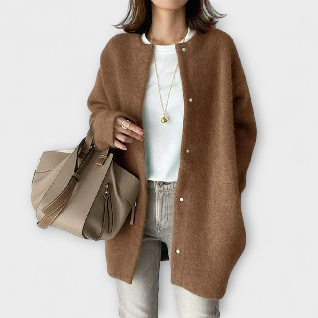 Amy - Beige gemütliche Relaxed-Fit-Jacke
