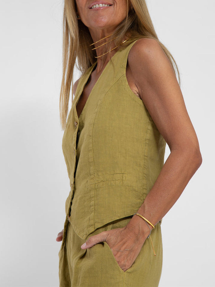 Aira - Ensemble Weste mit Knöpfen und weite Hose