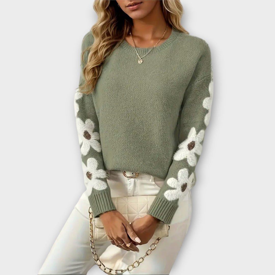 Silke – Weicher Strickpullover mit Blumenmuster