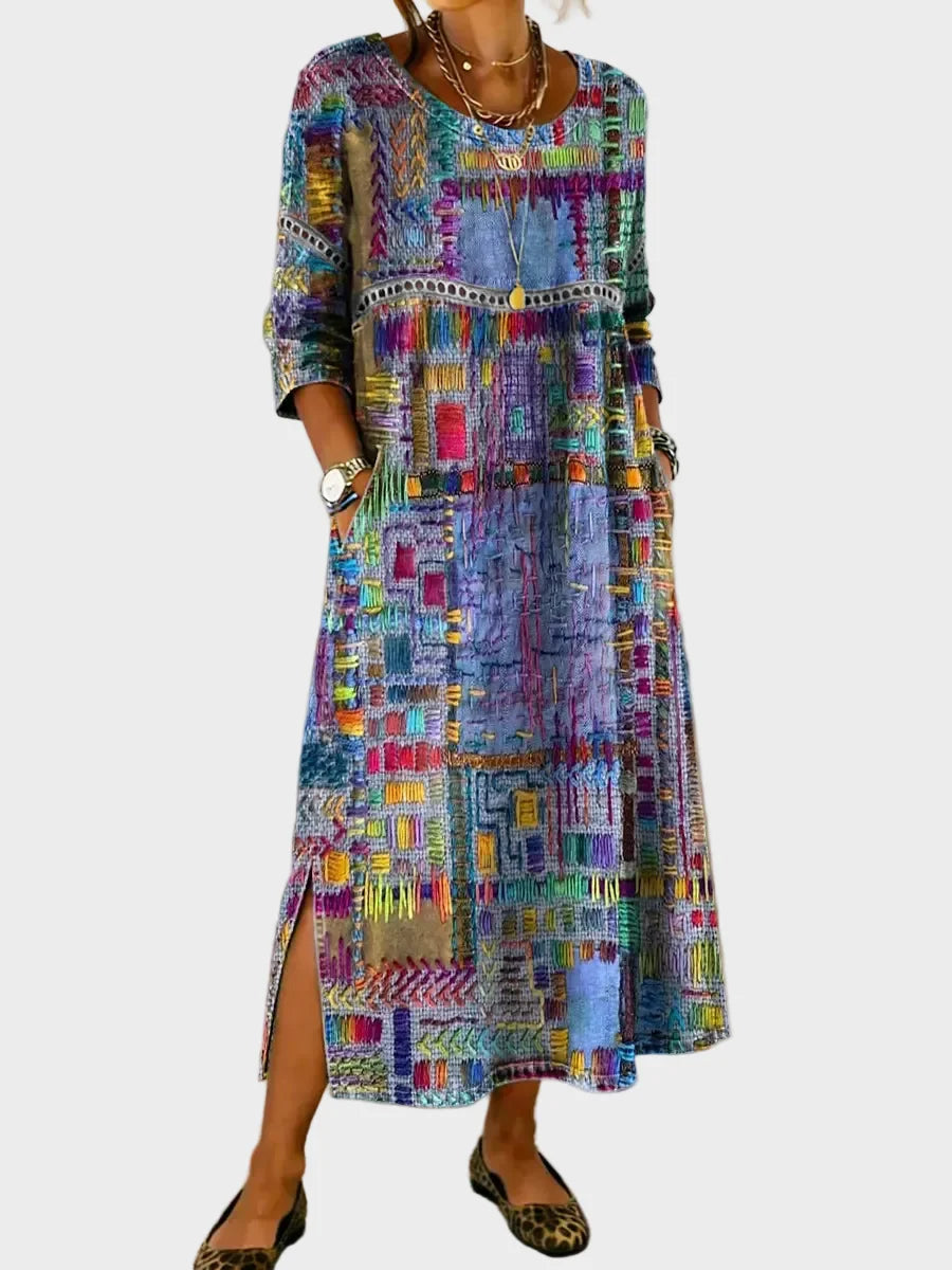 Inaya – Denim-Chleid mit Ethno-Patchwork
