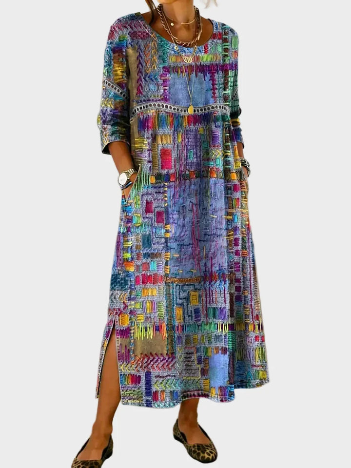 Inaya – Denim-Chleid mit Ethno-Patchwork