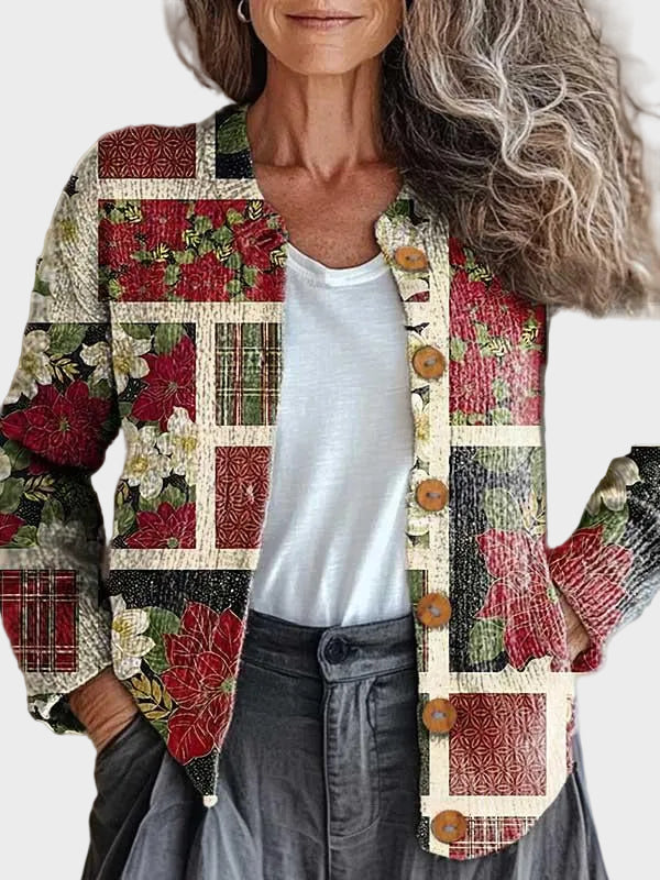 Frostine™ – Wiehnachtliche Strickjacke im Patchwork-Stil