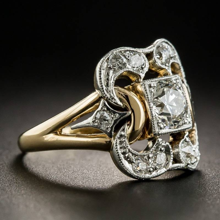 Vintage-Goldring mit Zirkonia