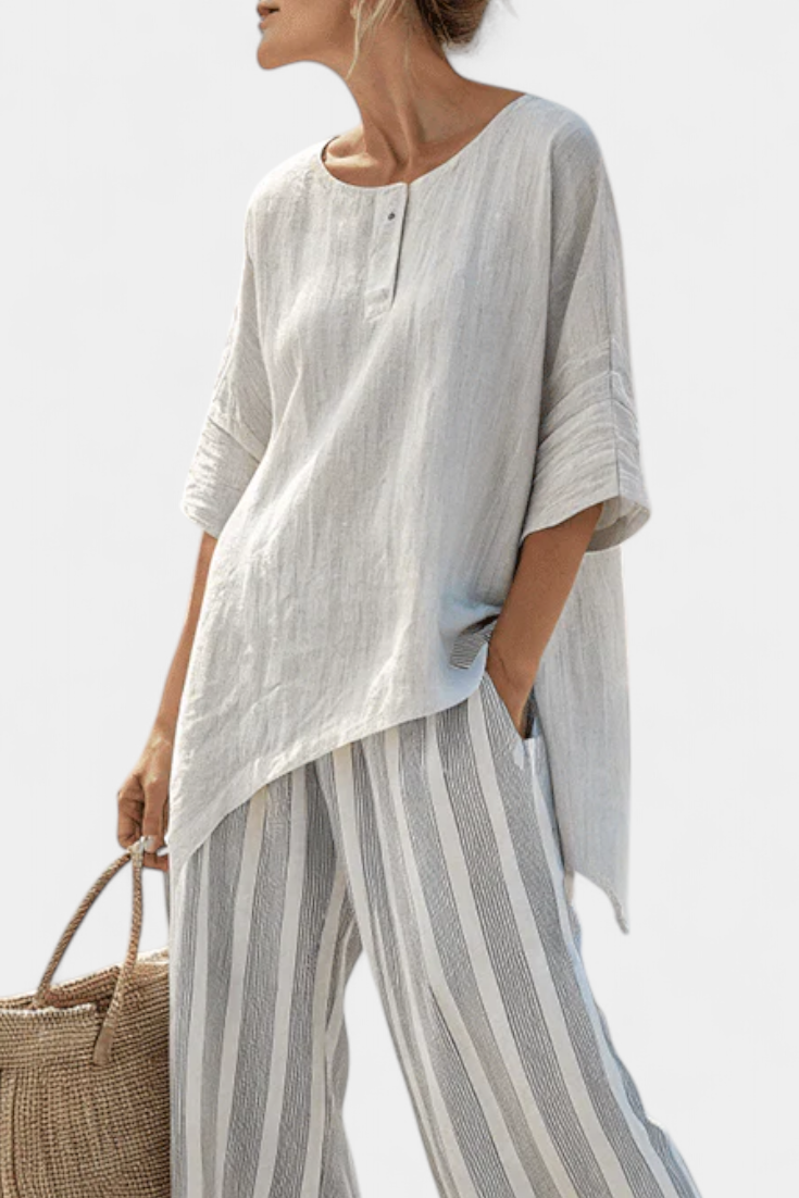 Talvora | Eleganti asymmetrischi Bluse & gstreifi Hose