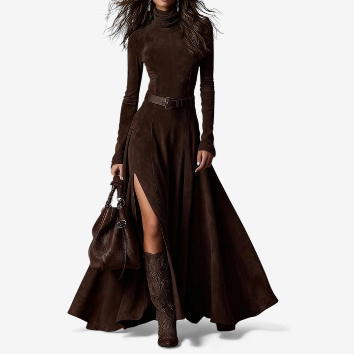 Élodie | Elegantes langes Kleid mit enthaltenem Gürtel