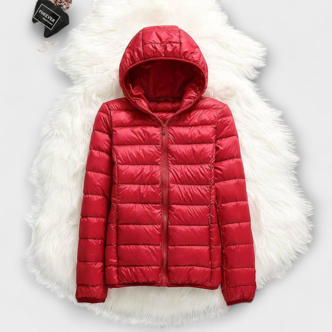 Manuela - Altrosa Winterjacke mit Kapuze