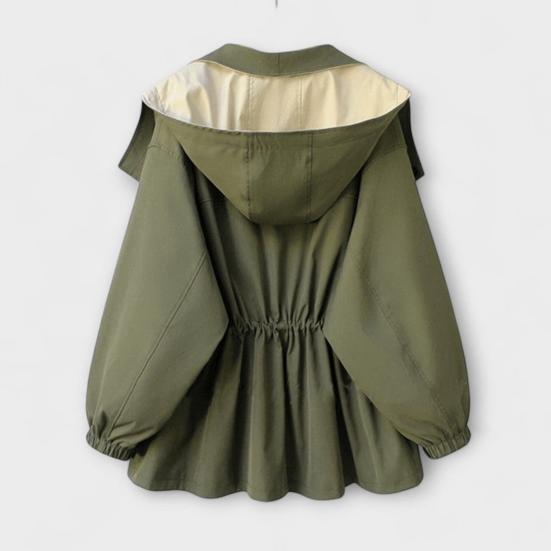 Mera - Cremefarbene Bicolor-Oversized-Jacke