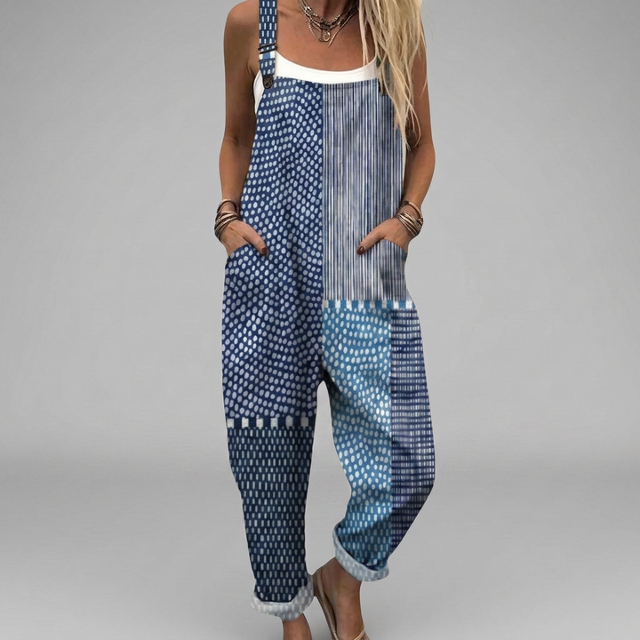 Latzhose im Boho-Patchwork-Stil Blau