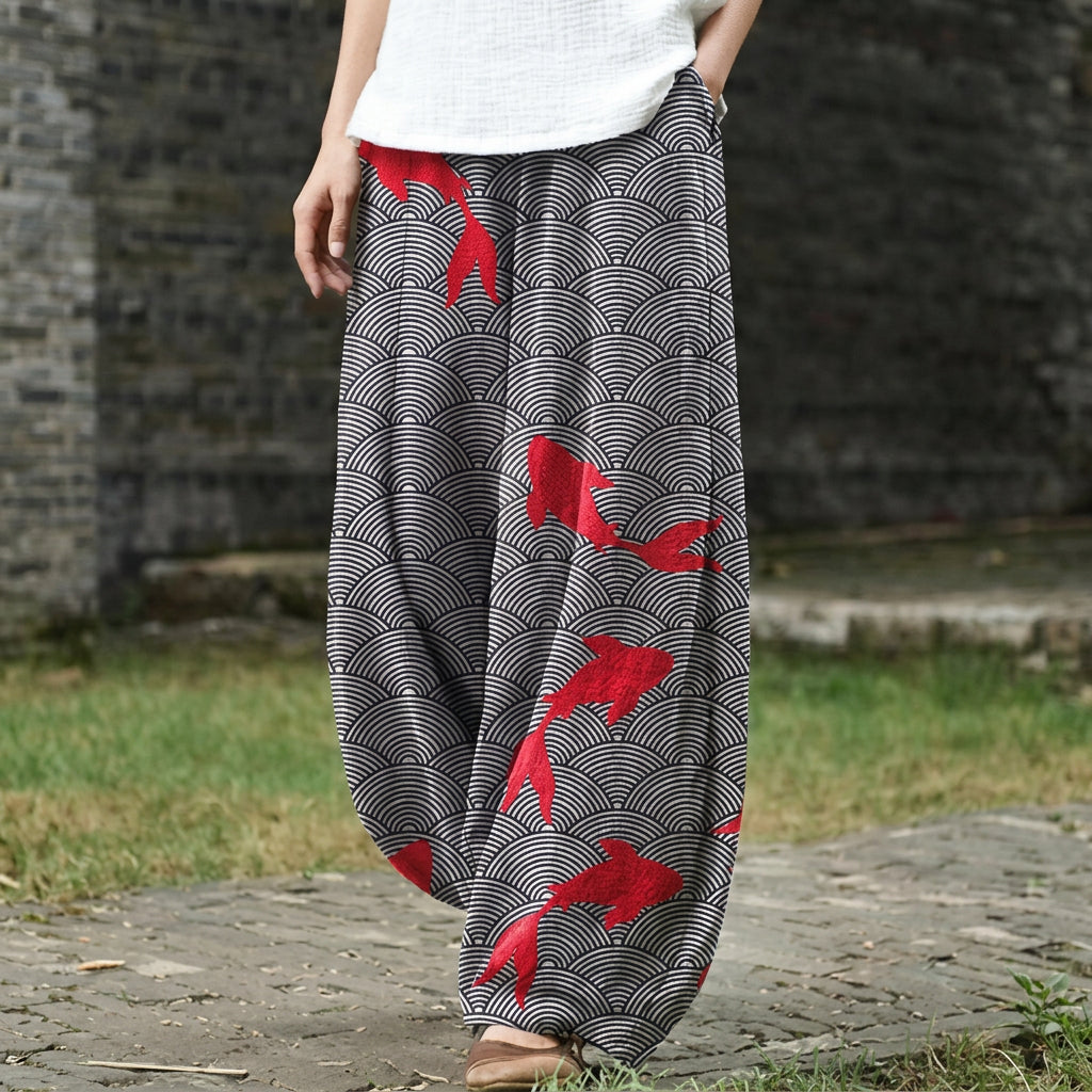 Blanche – Wiiti Hose mit Wälle- und Charpfemuster