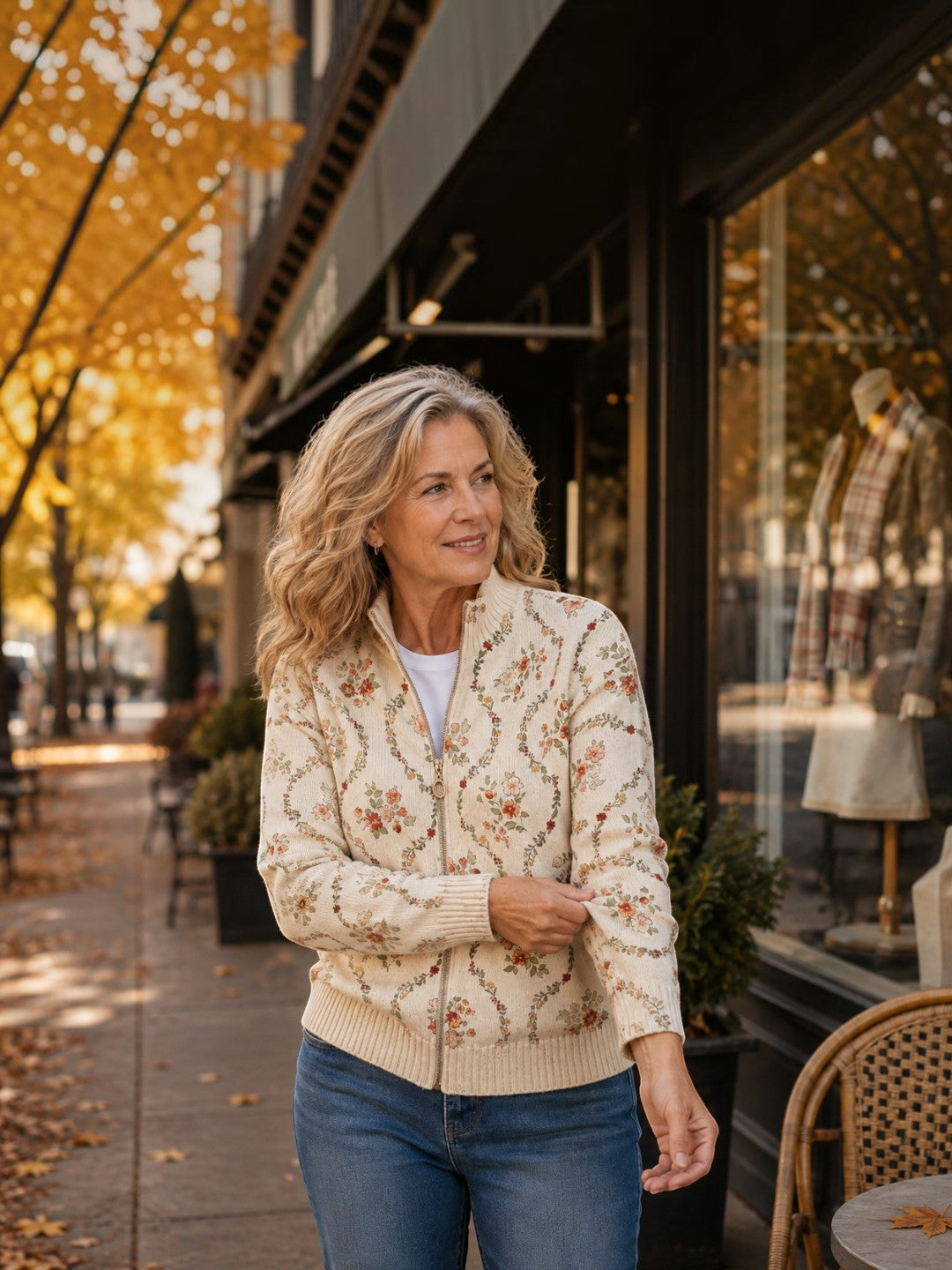 Soledad | Strick-Cardigan mit zarten Blumenranken