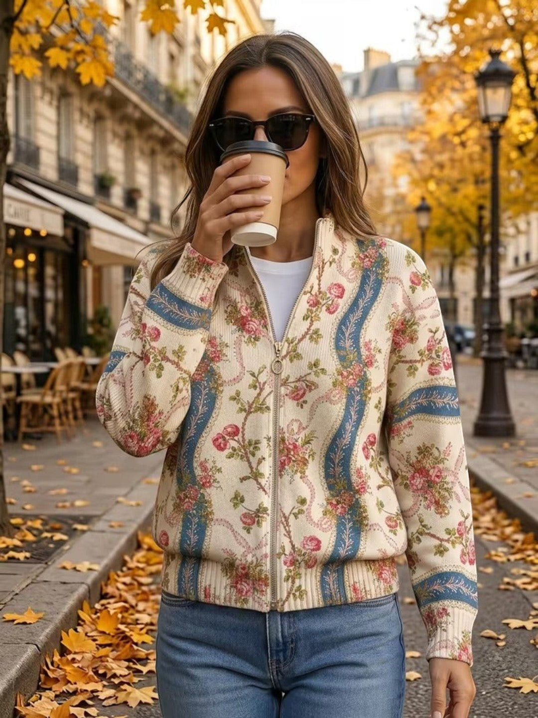 Alicia | Strick-Cardigan mit Rosenranken-Muster