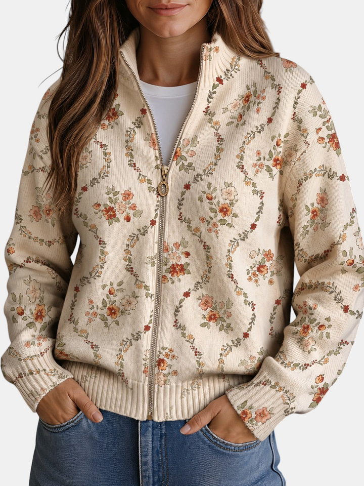 Soledad | Strick-Cardigan mit zarten Blumenranken