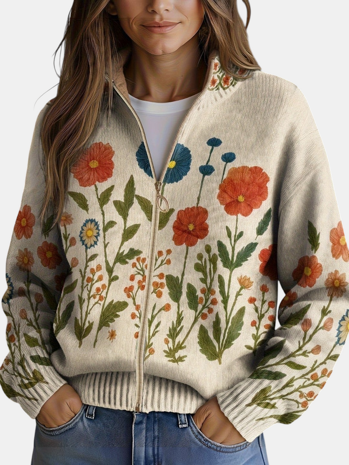 Vanesa | Strick-Cardigan mit Wildblumenmuster