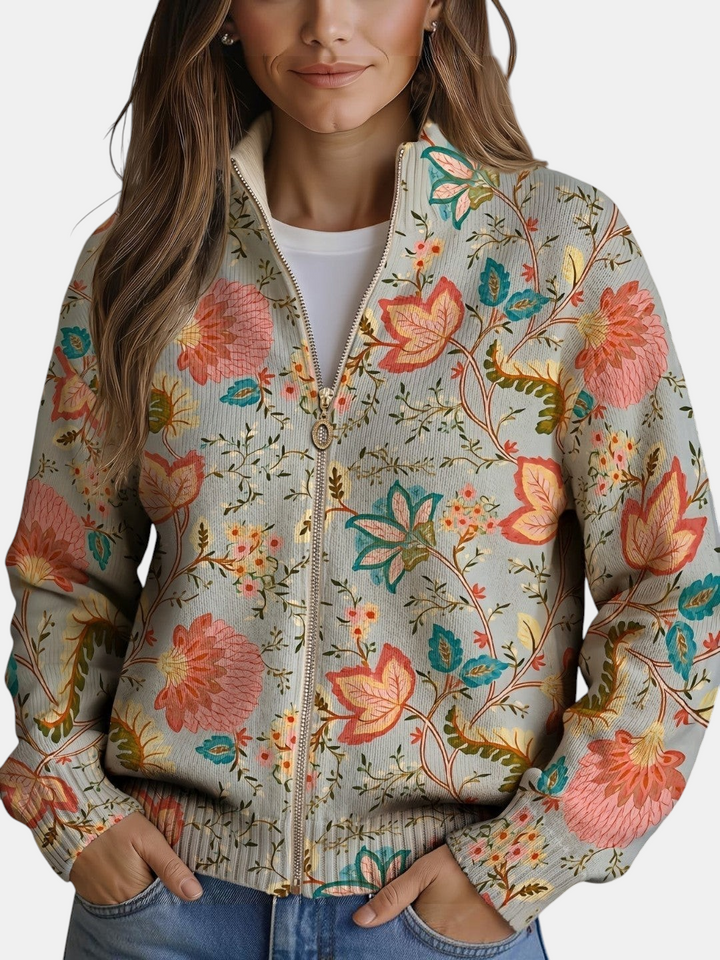 Noelia | Strickjacke mit Garteblüememuster