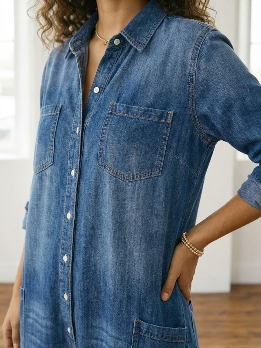 Diana™ | Vintage-Jeans-Overall mit Knopfleiste