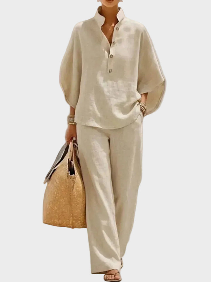 Mariel – Baumwulle-Liine-Set mit wiite Hose
