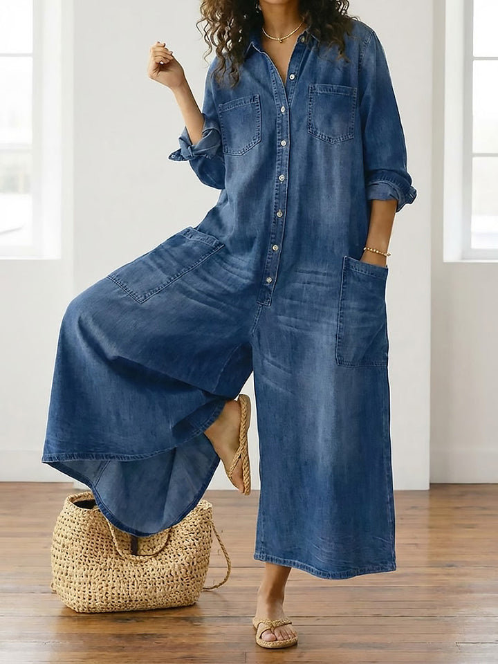 Diana™ | Vintage-Jeans-Overall mit Knopfleiste