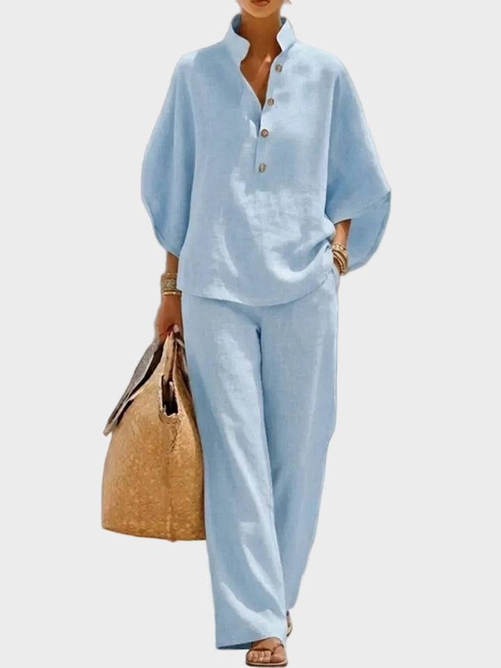 Mariel – Baumwulle-Liine-Set mit wiite Hose