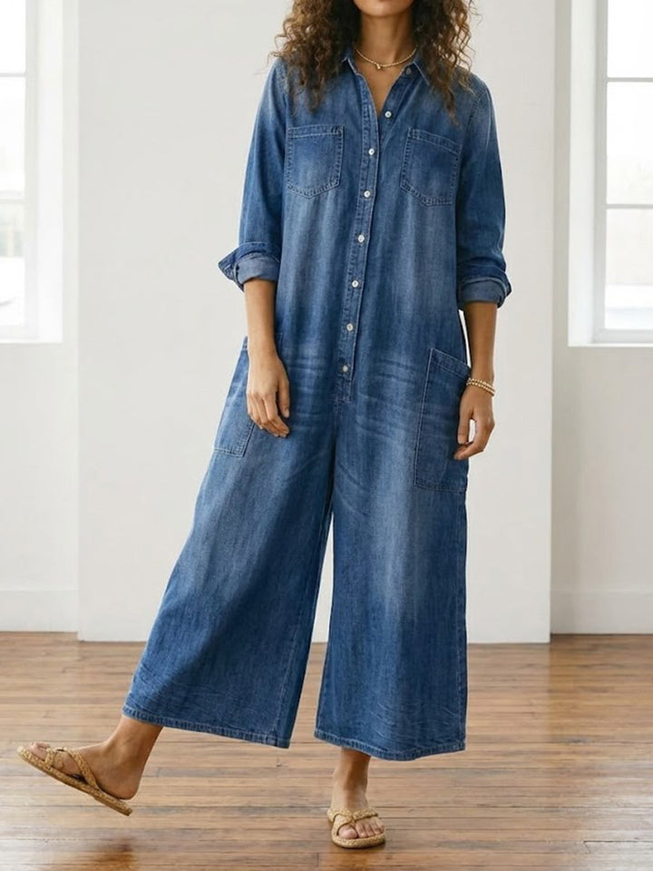 Diana™ | Vintage-Jeans-Overall mit Knopfleiste