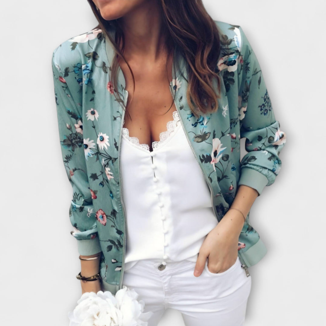 Eleganti Bomberjacke mit Bluememuster