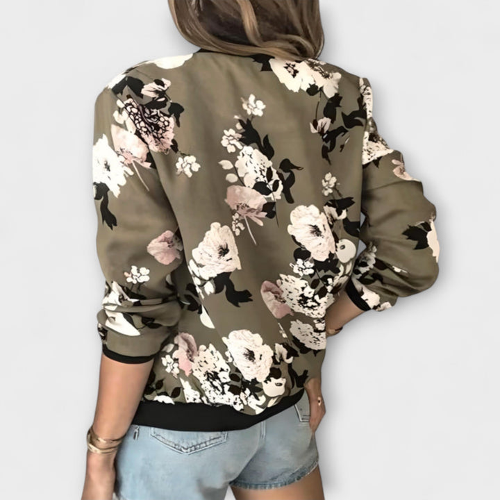 Eleganti Bomberjacke mit Bluememuster