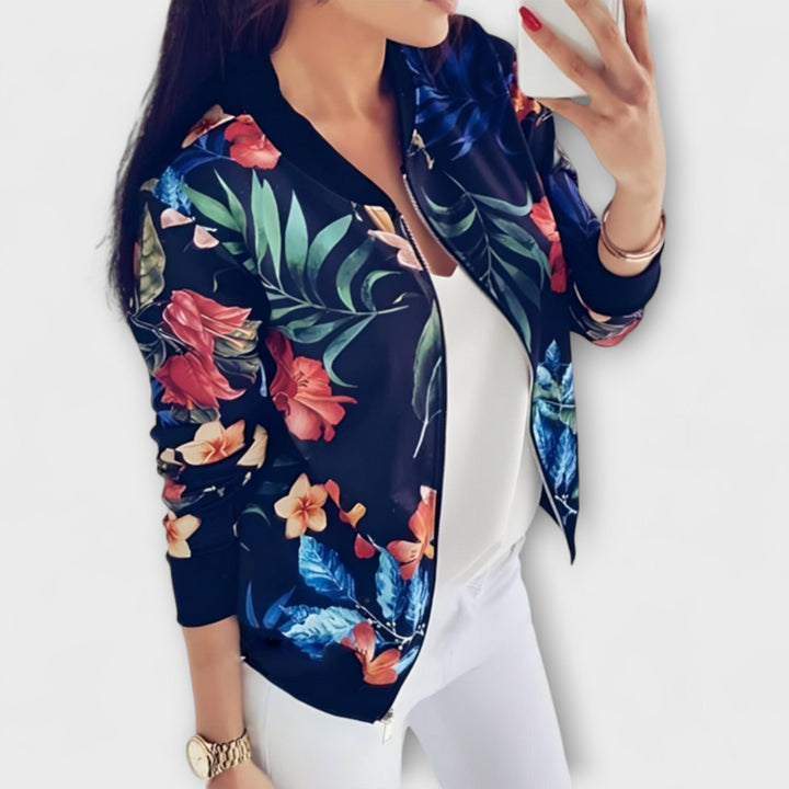 Eleganti Bomberjacke mit Bluememuster