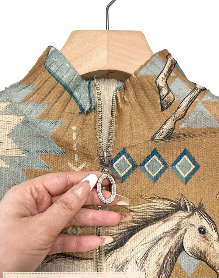Perpetua – Strickjacke mit Reissverschluss i de Farbe Wüeschte und Kaktus