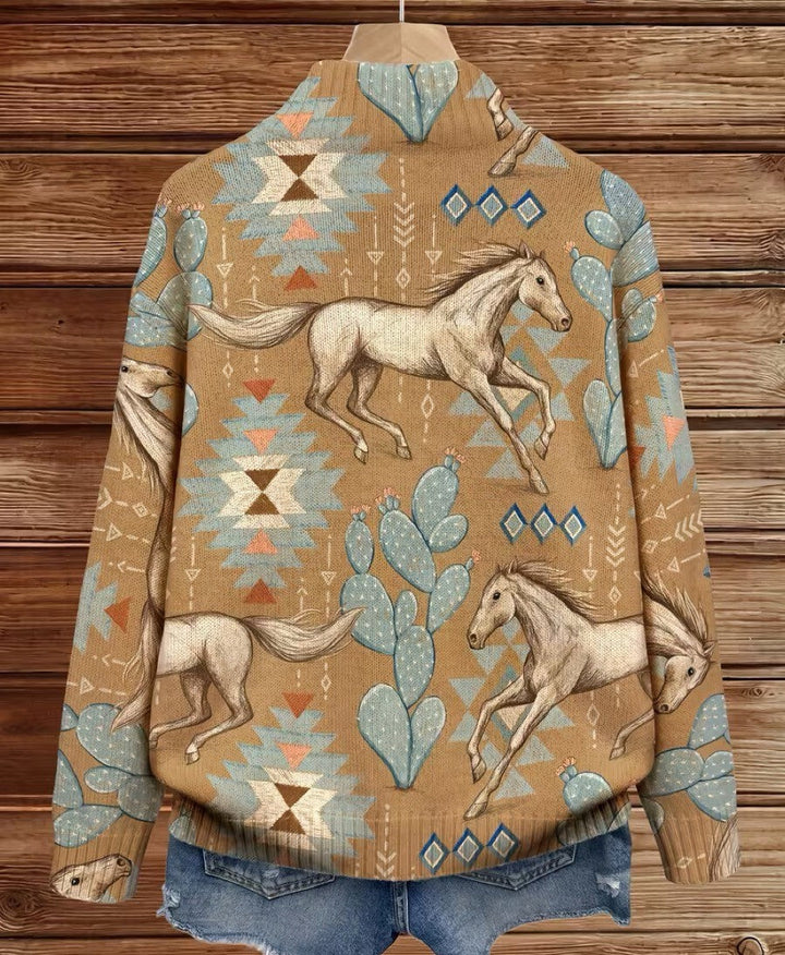 Perpetua – Strickjacke mit Reissverschluss i de Farbe Wüeschte und Kaktus